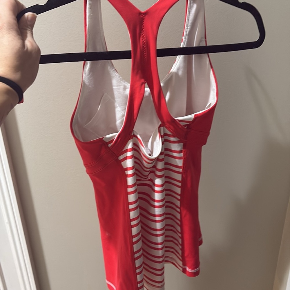 Lululemon XS Tank with built in bra- red and white stripes with one call out❤️ - Picture 3 of 12